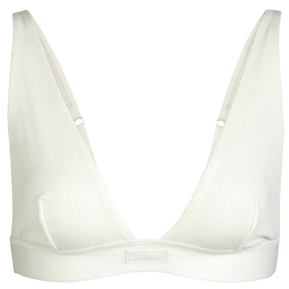 SKIMS Cotton Plunge Bralette - Bone/XS